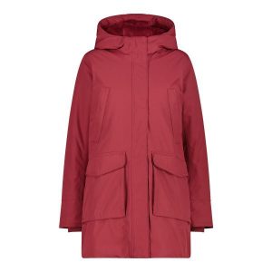 Parka damska z kapturem CMP. Czerwone kurtki CMP, bez wzorów, z kapturem. Za 596,15 zł.