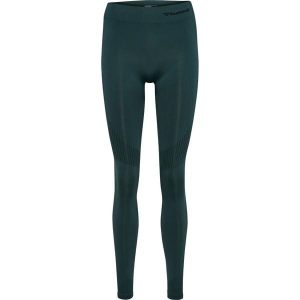 Damskie legginsy bezszwowe z wysokim stanem Hummel Shaping. Zielone legginsy Hummel, bez wzorów, z materiału, z podwyższonym stanem. Za 164,00 zł.