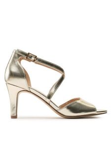 Clara Barson Sandały LS5953-02 Złoty. Żółte sandały Clara Barson, bez wzorów, ze skóry, bez obcasa, na szpilce, bez zapięcia. Za 129,99 zł.