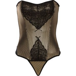 Gorset + stringi (2 części) bonprix czarno-złoty. Komplety bielizny marki bonprix. Za 49,99 zł.