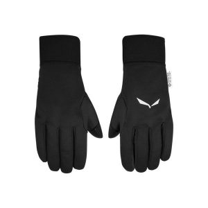 Rękawice softshell Sesvenna Ws Grip. Czarne rękawiczki Salewa, bez wzorów, z gore-texu. Za 320,35 zł.