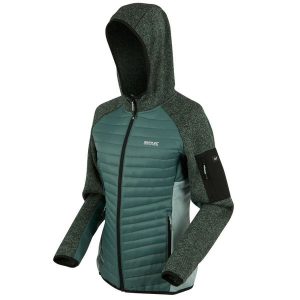 Kurtka damska hybrydowa Newhill. Zielone kurtki Regatta, bez wzorów, z dzianiny, bez kaptura. Za 199,99 zł.