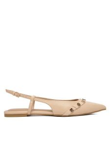 Guess Baleriny FLPDOR LEA05 Beżowy. Brązowe balerinki Guess, z aplikacjami, ze skóry, bez obcasa, bez zapięcia. Za 460,99 zł.