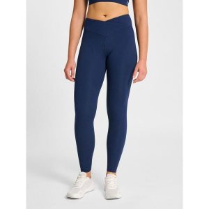 Damskie legginsy Hummel Hmlyoga Wrap High Waist. Niebieskie legginsy Hummel, bez wzorów, z podwyższonym stanem. Za 246,00 zł.
