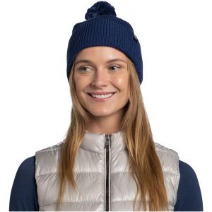Czapka BUFF KNITTED BEANIE RENVI. Niebieskie czapki Buff, bez wzorów, sportowe. W wyprzedaży za 97,44 zł.