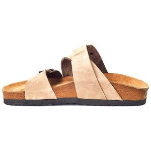Moosefield Skórzane klapki w kolorze beżowym rozmiar: 39. Brązowe klapki Moosefield, bez wzorów, ze skóry, z otwartym noskiem, bez obcasa. Za 123,53 zł.