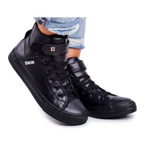 Trampki Damskie Big Star Ocieplane Czarne V274542FW. Czarne trampki bez wzorów, bez zapięcia. Za 237,59 zł.
