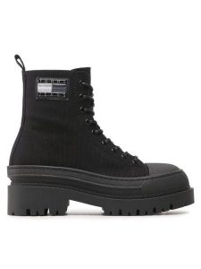 Tommy Hilfiger Botki Tjw Foxing Canvas EN0EN02216 Czarny. Czarne botki TOMMY HILFIGER, bez wzorów, z materiału, bez obcasa, na płaskiej podeszwie, bez zapięcia. Za 379,99 zł.