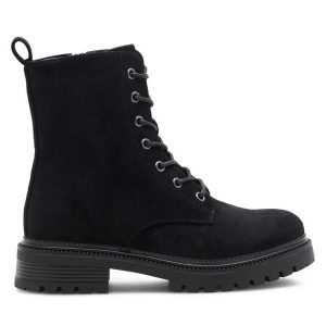 Trzewiki Jenny Fairy. Czarne botki Jenny Fairy, bez wzorów, bez obcasa, na płaskiej podeszwie, bez zapięcia. Za 149,99 zł.