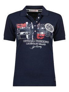 Geographical Norway Koszulka polo "Kerry" w kolorze granatowym rozmiar: S. Niebieskie bluzki Geographical Norway, s, z aplikacjami, z bawełny, bez kołnierzyka, bez ramiączek. Za 65,85 zł.
