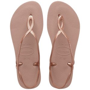 Japonki plażowe damskie Havaianas Luna. Czerwone klapki Havaianas, bez wzorów, z gumy, bez obcasa. Za 119,99 zł.