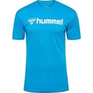 Koszulka Hummel Logo. Niebieskie bluzki Hummel, s, bez wzorów, sportowe, bez kołnierzyka, bez ramiączek. Za 119,50 zł.