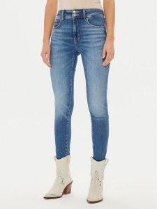 Guess Jeansy W4BA34 D592C Granatowy Skinny Fit. Niebieskie jeansy Guess, z aplikacjami, z bawełny. Za 479,99 zł.