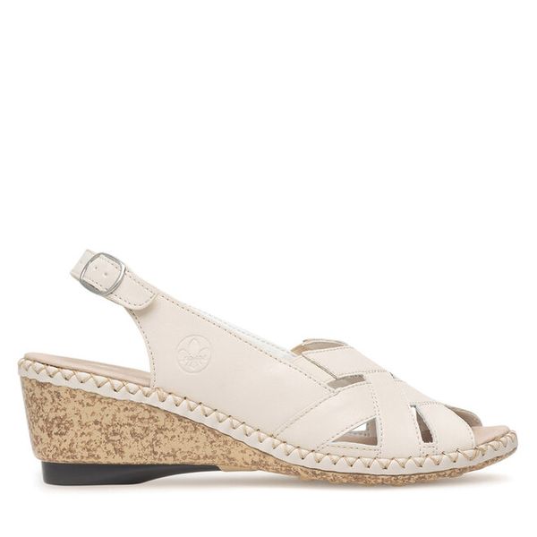 Sandały Rieker. Brązowe sandały Rieker, bez wzorów, bez obcasa, na koturnie, bez zapięcia. Za 259,99 zł.