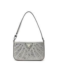 Guess Torebka HWXY95 28720 Srebrny. Szare torebki klasyczne Guess, z aplikacjami, z materiału, bez dodatków. Za 399,99 zł.