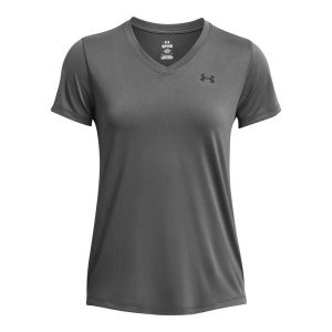 Damski jersey v-neck Under Armour Solid. Czarne koszulki sportowe Under Armour, bez wzorów, z jersey, bez ramiączek. Za 186,50 zł.