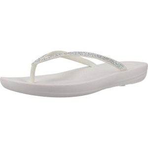 Klapki Fitflop Model Iqushion Sparkle Kolor Biały. Białe klapki Flip Flop, bez wzorów, z syntetyku, bez obcasa. Za 275,00 zł.