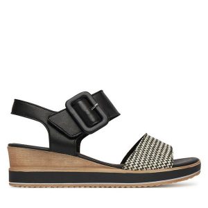 Sandały Remonte. Żółte sandały Remonte, bez wzorów, bez obcasa, na płaskiej podeszwie, bez zapięcia. Za 379,99 zł.