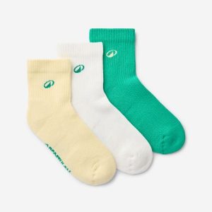 Skarpety do kostki Elementals 3 pary. Białe skarpetki DECATHLON, bez wzorów, z bawełny. Za 39,99 zł.