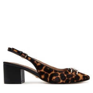 Sandały Guess. Brązowe sandały Guess, z aplikacjami, bez obcasa, na słupku, bez zapięcia. Za 469,99 zł.