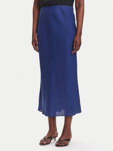 Marella Spódnica midi Desio 2515101032 Niebieski Regular Fit. Niebieskie spódnice Marella, bez wzorów, ze lnu, midi. Za 499,99 zł.