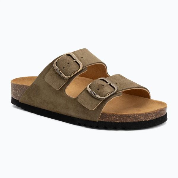 Klapki damskie Scholl Josephine Suede. Zielone klapki Scholl, bez wzorów, z materiału, bez obcasa. Za 309,99 zł.
