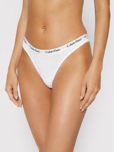 Calvin Klein Underwear Stringi 0000D1617E Biały. Białe stringi Calvin Klein Underwear, bez wzorów, z bawełny. Za 49,99 zł.