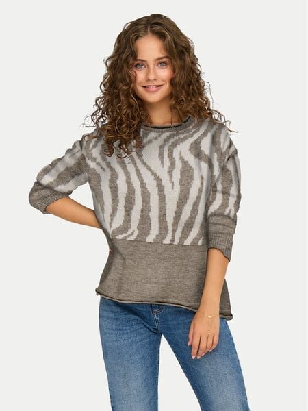 ONLY Sweter Jade 15294969 Brązowy Regular Fit. Brązowe swetry klasyczne ONLY, l, z syntetyku, bez kołnierzyka. Za 99,99 zł.