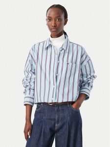 Tommy Jeans Koszula Essential DW0DW23340 Niebieski jasny Oversize. Niebieskie koszule Tommy Jeans, xl, bez wzorów, z bawełny, bez kołnierzyka, bez ramiączek. Za 449,99 zł.