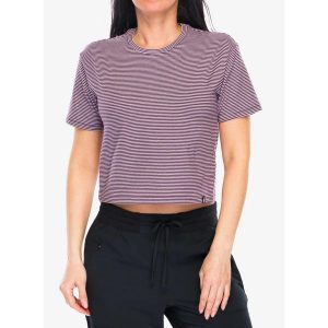 Koszulka bawełniana damska Black Diamond BD Stripe SS Tee. Fioletowe koszulki sportowe Black Diamond, bez wzorów, z bawełny, bez ramiączek. Za 114,99 zł.