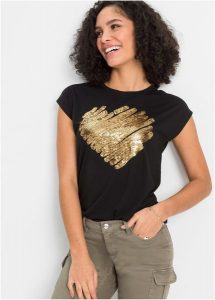 T-shirt z mieszanki wiskozy. Czarne t-shirty bonprix, bez wzorów, z wiskozy, bez kołnierzyka, bez ramiączek. Za 54,99 zł.