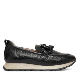 Półbuty Hispanitas. Czarne półbuty Hispanitas, bez wzorów, bez obcasa, na płaskiej podeszwie, bez zapięcia. Za 499,99 zł.