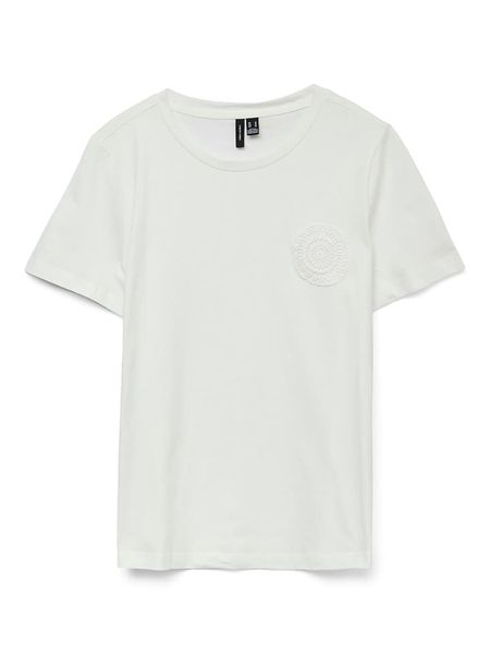 Vero Moda Koszulka w kolorze białym rozmiar: L. Białe bluzki Vero Moda, l, bez wzorów, z bawełny, bez kołnierzyka, bez ramiączek. Za 43,68 zł.