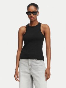 HUGO Top The Plain Tank 50515651 Czarny Slim Fit. Czarne topy Hugo, xs, bez wzorów, z bawełny, bez kołnierzyka, bez ramiączek. Za 169,99 zł.