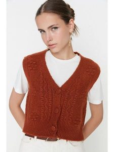 Trendyol Kardigan w kolorze jasnobrązowym rozmiar: S. Brązowe kardigany Trendyol. Za 86,99 zł.