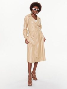 TWINSET Trencz 231TP2093 Écru Regular Fit. Płaszcze Twinset, bez wzorów, ze skóry, bez kaptura. Za 929,99 zł.