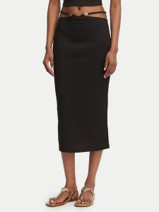 Guess Spódnica ołówkowa E6GD04 KG322 Czarny Slim Fit. Czarne spódnice Guess, s, z aplikacjami, z syntetyku. Za 239,99 zł.