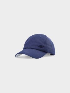 4F Czapka z daszkiem snapback uniseks - granatowa S/M. Niebieskie czapki 4f, bez wzorów, z bawełny, klasyczne. W wyprzedaży za 29,99 zł.