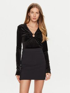 Just Cavalli Bluzka 77PAMF03 Czarny Slim Fit. Czarne bluzki Just Cavalli, bez wzorów, z syntetyku, bez kołnierzyka, bez ramiączek. Za 379,99 zł.