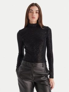 HUGO Bluzka Drisila 50547367 Czarny Regular Fit. Czarne bluzki Hugo, s, bez wzorów, z syntetyku, bez kołnierzyka, bez ramiączek. Za 359,99 zł.