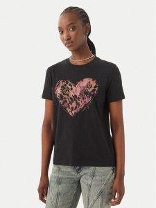 Desigual T-Shirt Tiger 26SWTK53 Czarny Regular Fit. Czarne t-shirty Desigual, m, bez wzorów, z bawełny, bez kołnierzyka, bez ramiączek. Za 141,99 zł.