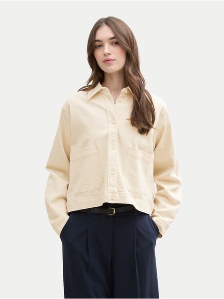 Tom Tailor Denim Kurtka jeansowa 1045500 Beżowy Regular Fit. Brązowe kurtki TOM TAILOR DENIM, xs, bez wzorów, z bawełny, bez kaptura. Za 129,99 zł.