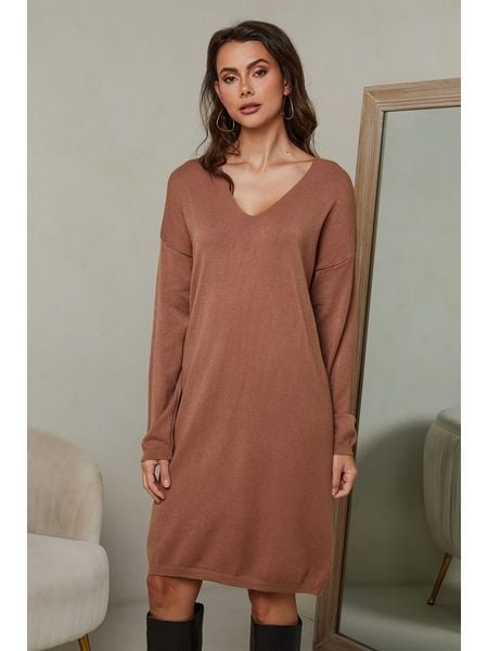 Joséfine Sukienka dzianinowa "Ibrany" w kolorze karmelowym rozmiar: M. Brązowe sukienki Joséfine, m, bez wzorów, z dzianiny, bez kołnierzyka, bez ramiączek, midi. Za 143,99 zł.