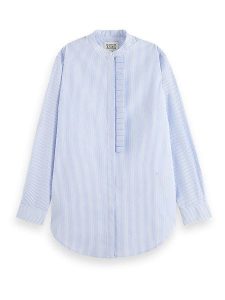 Scotch & Soda Bluzka w kolorze błękitno-białym rozmiar: 34. Niebieskie bluzki Scotch & Soda, bez wzorów, z bawełny, bez kołnierzyka, bez ramiączek. Za 188,85 zł.