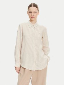 Tommy Hilfiger Koszula WW0WW44679 Beżowy Relaxed Fit. Brązowe koszule TOMMY HILFIGER, bez wzorów, ze lnu, bez kołnierzyka, bez ramiączek. Za 309,99 zł.