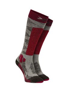 Skarpety narciarskie damskie X-Socks Ski Rider Silver 4.0 Red Grey. Czerwone skarpetki X-Socks, bez wzorów, z materiału. Za 95,00 zł.