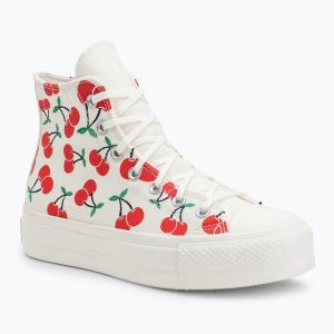 Trampki damskie Converse Chuck Taylor All Star Lift Platform Cherries Hi. Brązowe trampki Converse, bez wzorów, bez zapięcia. Za 249,99 zł.