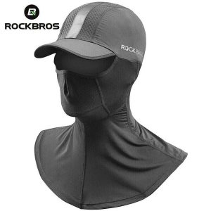 Letnia czapka rowerowa ROCKBROS z daszkiem. Czarne czapki ROCKBROS, bez wzorów, z jedwabiu, eleganckie. Za 79,60 zł.