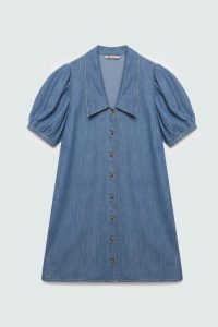 Sukienka damska mini jeansowa z bufiastymi rękawami niebieska jennie 270. Niebieskie sukienki Big Star, na co dzień, l, bez wzorów, z denimu, retro, bez kołnierzyka, bez ramiączek, maxi, trapezowe. Za 249,99 zł.