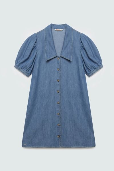 Sukienka damska mini jeansowa z bufiastymi rękawami niebieska jennie 270. Niebieskie sukienki Big Star, na co dzień, l, bez wzorów, z denimu, retro, bez kołnierzyka, bez ramiączek, maxi, trapezowe. Za 249,99 zł.